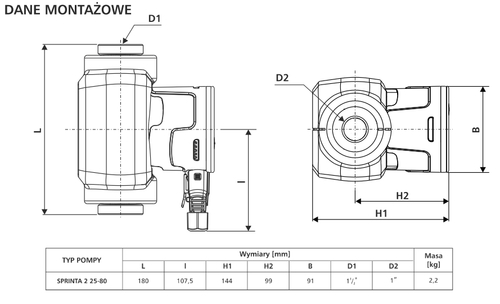 Pompa obiegowa Sprint 2 25/80 3