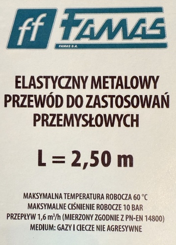 Przewód gazowy L= 2500 mm (2,5m) ze śrubunkiem 2