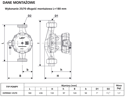 Pompa obiegowa EXPERIA1 25/70 LFP – sterowanie elektroniczne, panel dotykowy, tryb ECO 3