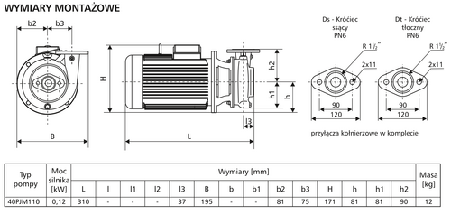 Pompa 40PJM110 0,12kW/1400 DMc0 3