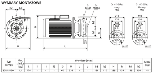 Pompa 80PJM150 1,1kW/1400 DMc3 5