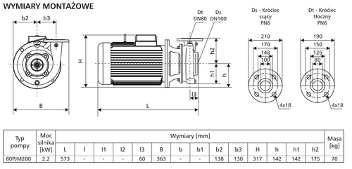 Pompa 80PJM200 2,2kW/1400 DMc4 5
