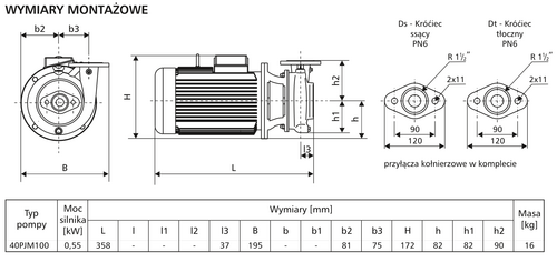 Pompa 40PJM100 0,55kW/2900 DMc1 5