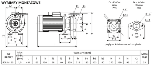 Pompa 40PJM150 1,5kW/2900 DMc2 5