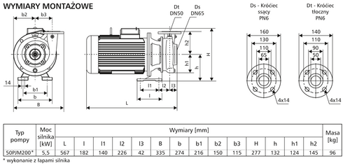 Pompa 50PJM200 5,5kW/2900 DMc3 5