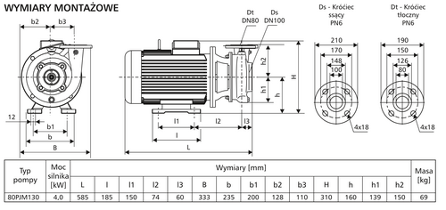 Pompa 80PJM130 4,0kW/2900 DMc3 5