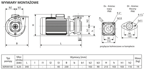 Pompa 40PJMa140 0,25kW/1400 DS1 3