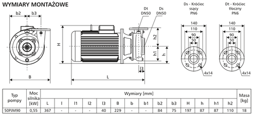 Pompa 50PJMa90 0,55kW/2900 DS1 3