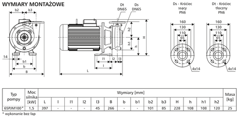 Pompa 65PJMa100 1,5kW/2900 DS2 3
