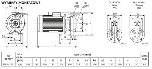 Pompa 65PJMa140 4,0kW/2900 DS3 3