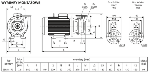 Pompa 65PJMa170 7,5kW/2900 DS3 3