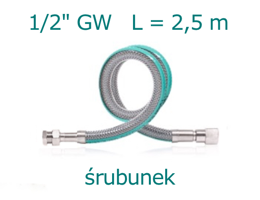 Przewód gazowy L= 2500 mm (2,5m) ze śrubunkiem 1