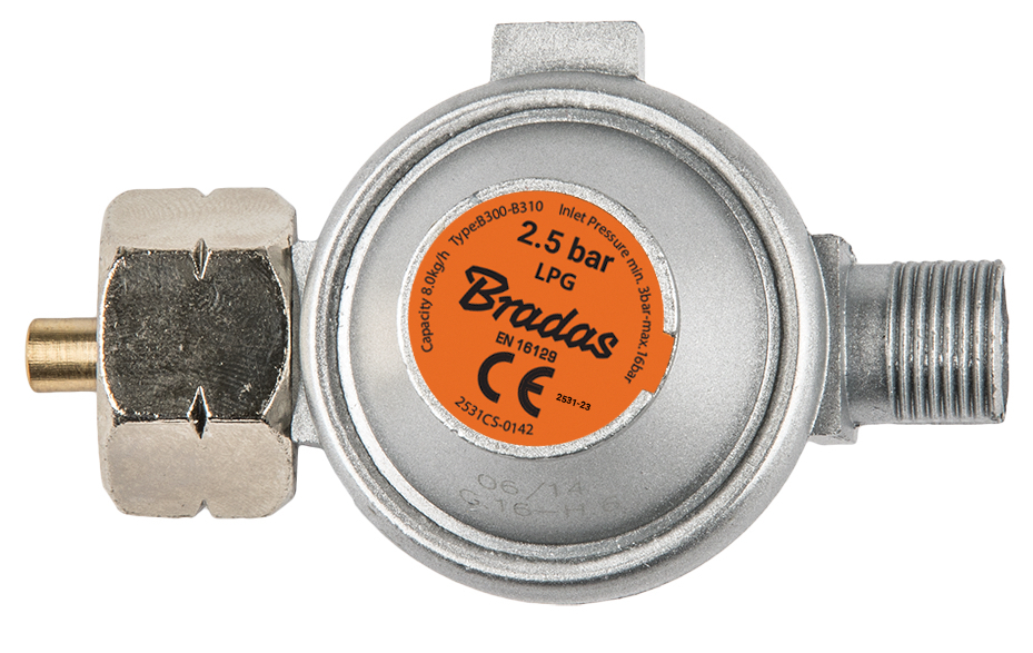 Reduktor gazowy wysokiego ciśnienia, 2,5bar, 8kg/h gwint 3/8" L 1