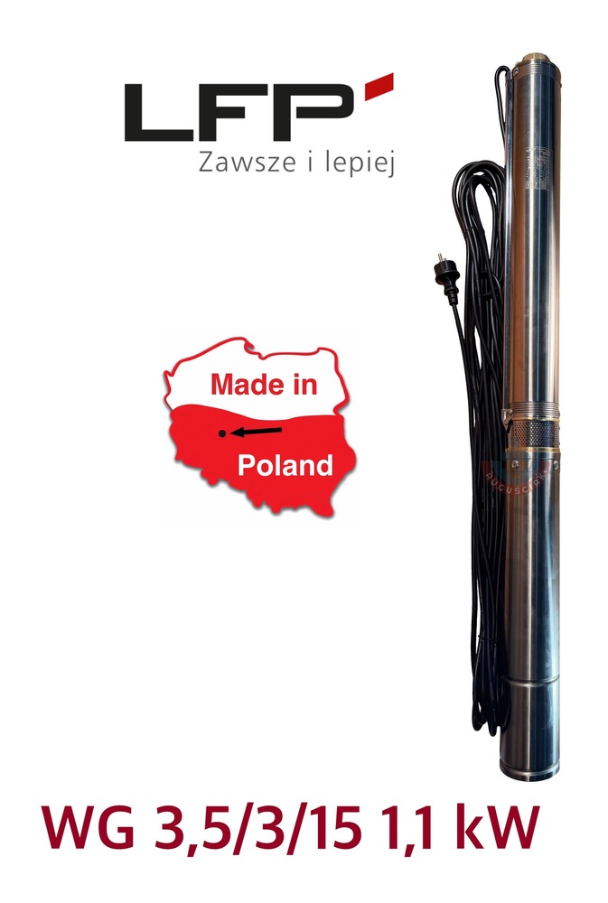 Pompa głębinowa WG 3,5/3/15 – Polski producent LFP | Kabel 20m | Odporna na piasek 1