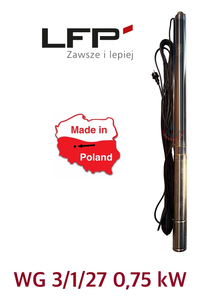 Pompa głębinowa WG 3,0/1/27 – Niezawodna 0,75 kW | 88 m | Głębsza studnia 3" | LFP 1
