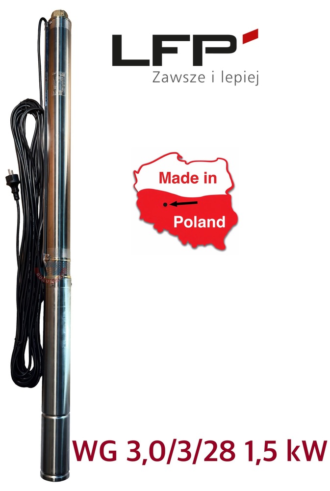 Pompa głębinowa WG 3,0/3/28 – Flagowiec serii | 108 m | 5,4 m³/h | 1,5 kW | LFP  1