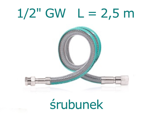 Przewód gazowy L= 2500 mm (2,5m) ze śrubunkiem 1